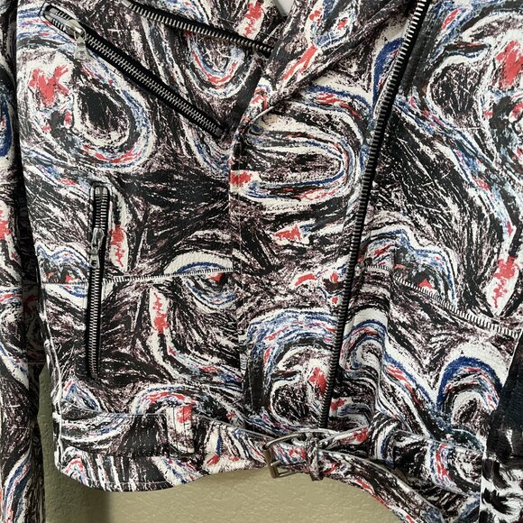 Claire Barrow Leather Painted Biker jacket Medium - Picture 5 of 9
